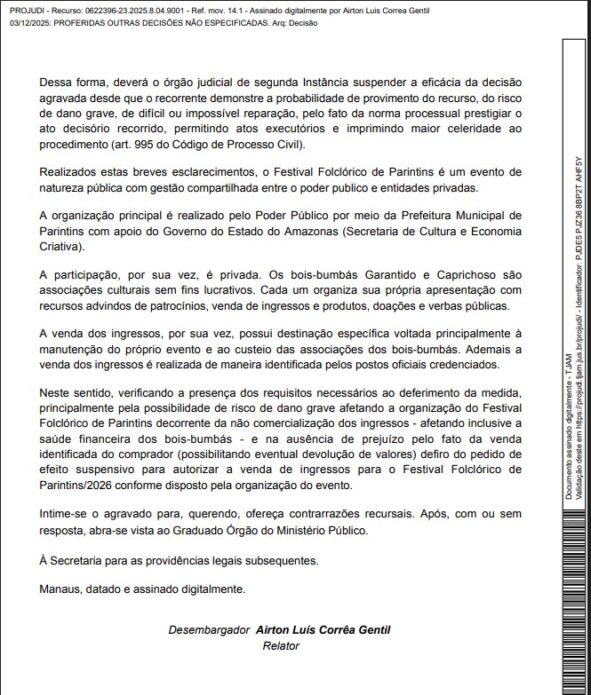 Amazon Best retoma venda de ingressos para o Festival de Parintins 2026 após decisão judicial favorável