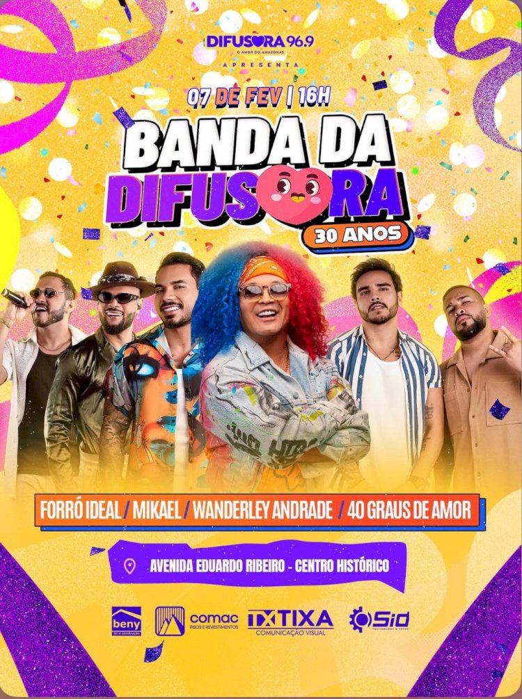 Wanderley Andrade e mais: Confira as atrações confirmadas na Banda da Difusora